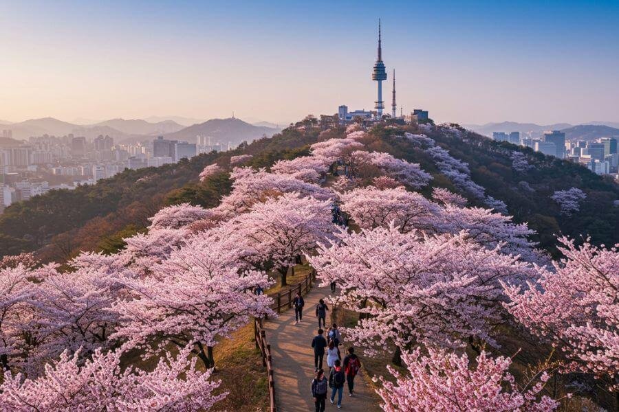 namsan park and n seoul tower 10 best cherry blossom spots in south korea to visit in spring mister korean